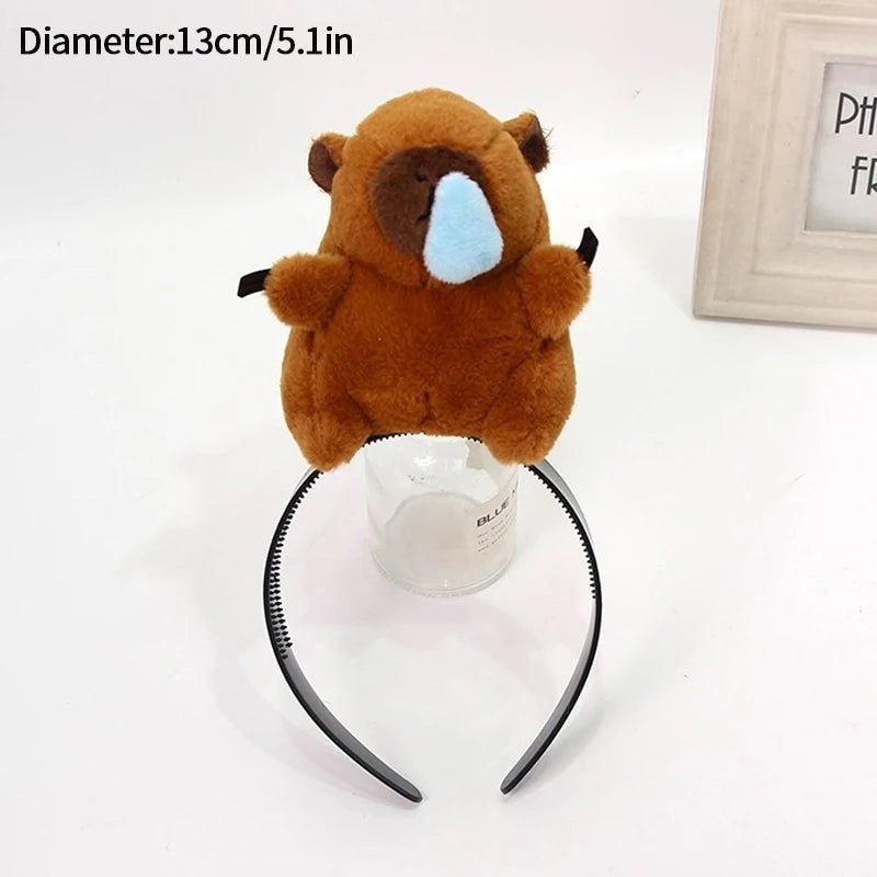 Capybara Plush Headband Hair Clips
